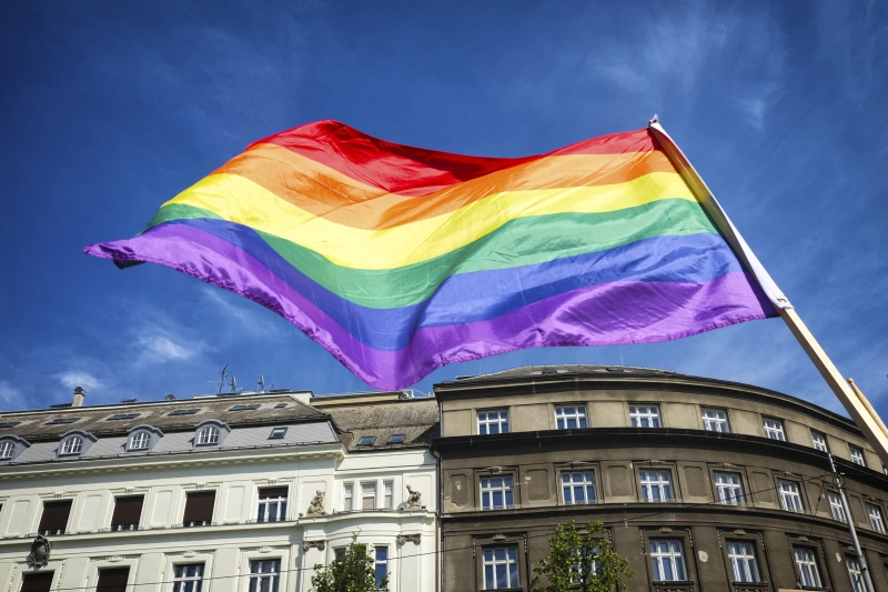 Osoba z flagą transpłciową